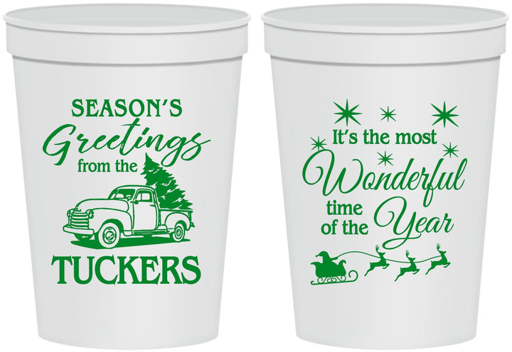 Personalized Christmas 16 oz Stadium Cups - Season Greetings | 280071