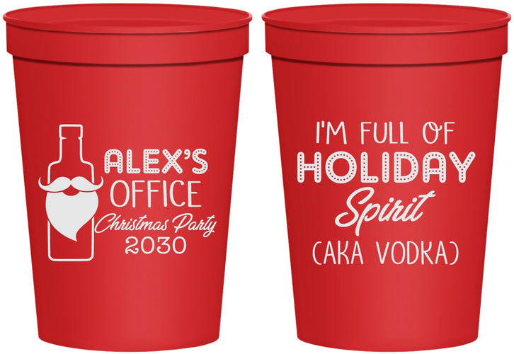 Personalized Christmas 16 oz Stadium Cups - Holiday Spirit | 280072