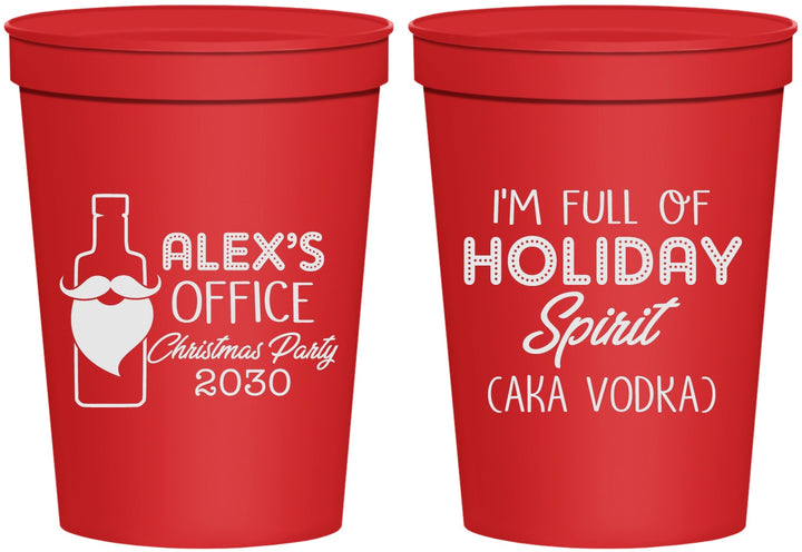 Personalized Christmas 16 oz Stadium Cups - Holiday Spirit | 280072