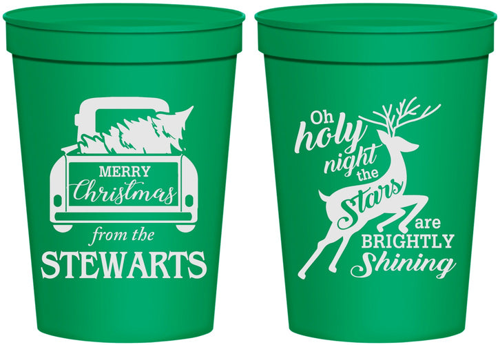 Personalized Christmas 16 oz Stadium Cups - Tree | 280073