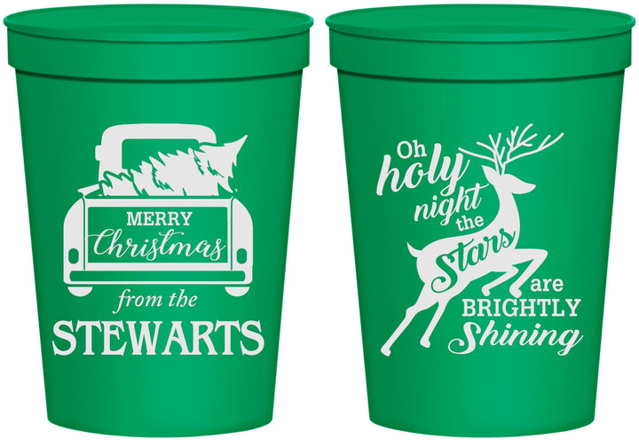 Personalized Christmas 16 oz Stadium Cups - Tree | 280073