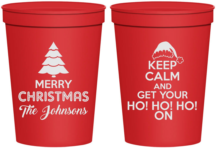Personalized Christmas 16 oz Stadium Cups - Ho Ho Ho | 280076