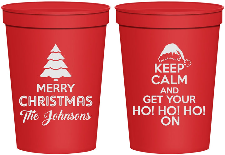 Personalized Christmas 16 oz Stadium Cups - Ho Ho Ho | 280076