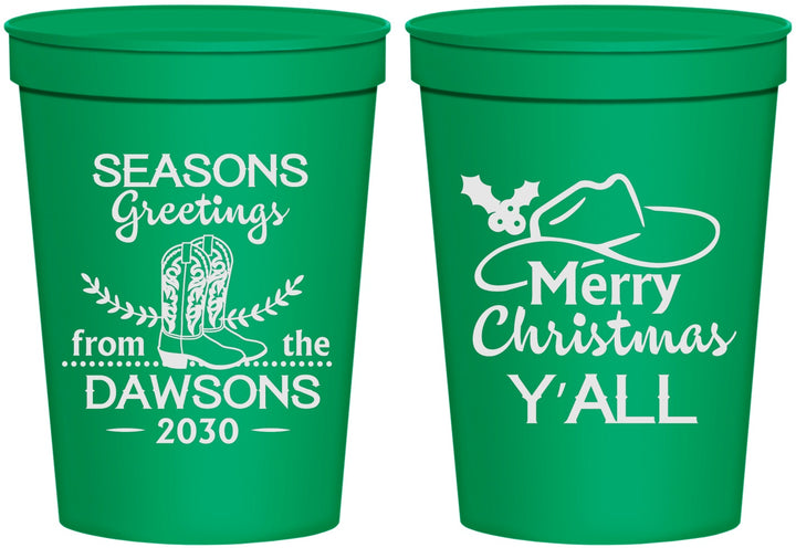 Personalized Christmas 16 oz Stadium Cups - Texas | 280077