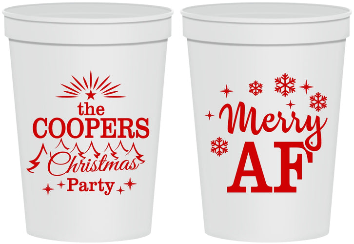 Personalized Christmas 16 oz Stadium Cups - Merry Af | 280078