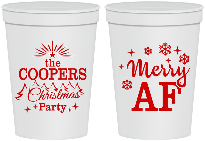 Personalized Christmas 16 oz Stadium Cups - Merry Af | 280078