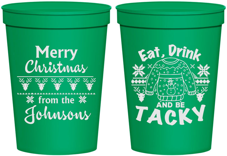 Personalized Christmas 16 oz Stadium Cups - Eat Drink Tacky | 280081