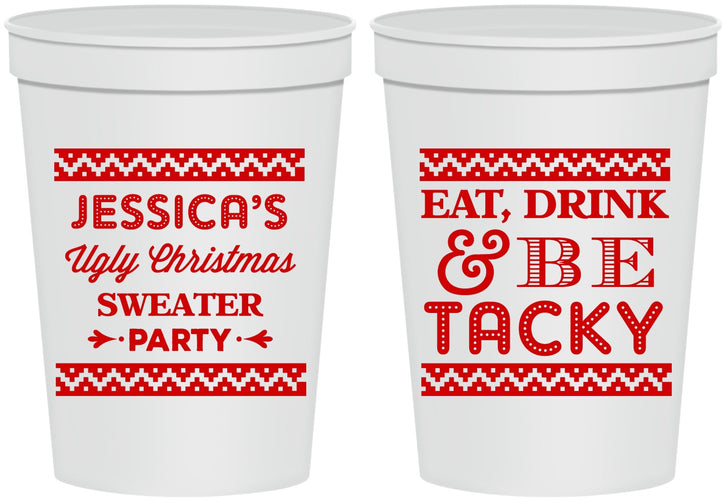 Personalized Christmas 16 oz Stadium Cups - Eat Drink Tacky | 280082