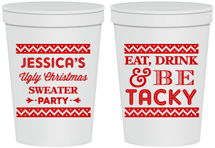 Personalized Christmas 16 oz Stadium Cups - Eat Drink Tacky | 280082