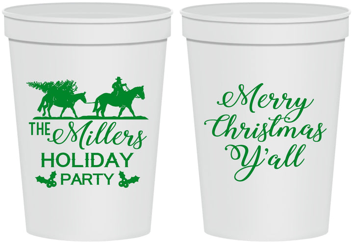 Personalized Christmas 16 oz Stadium Cups - Country | 280087