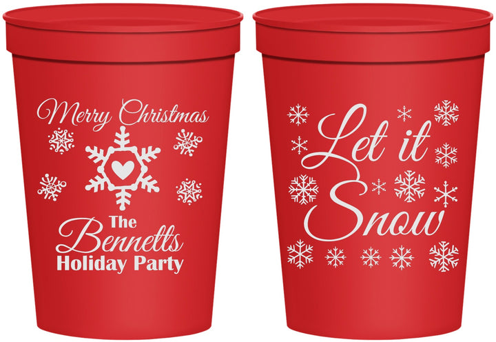 Personalized Christmas 16 oz Stadium Cups - Let Is Snow | 280088