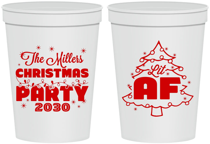 Personalized Christmas 16 oz Stadium Cups - Lit Af | 280090