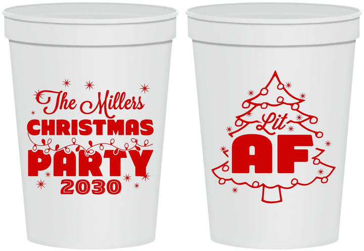 Personalized Christmas 16 oz Stadium Cups - Lit Af | 280090
