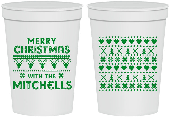 Personalized Christmas 16 oz Stadium Cups - Ugly Sweater | 280091