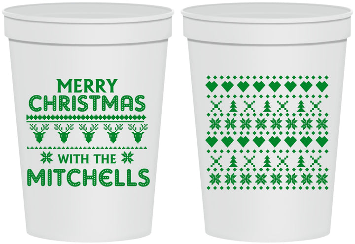 Personalized Christmas 16 oz Stadium Cups - Ugly Sweater | 280091