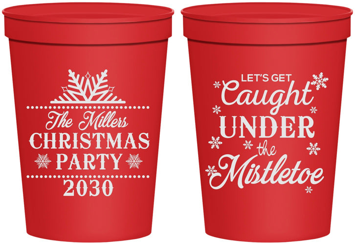 Personalized Christmas 16 oz Stadium Cups - Mistletoe | 280092