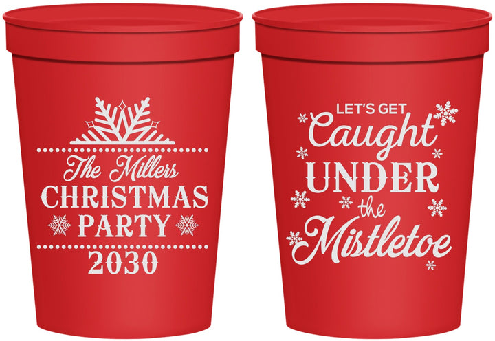 Personalized Christmas 16 oz Stadium Cups - Mistletoe | 280092