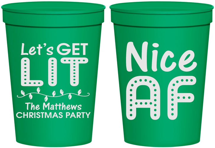Personalized Christmas 16 oz Stadium Cups - Nice Af | 280093