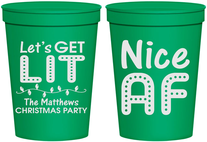 Personalized Christmas 16 oz Stadium Cups - Nice Af | 280093