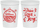 Personalized Christmas 16 oz Stadium Cups - Peace Joy Love | 280094