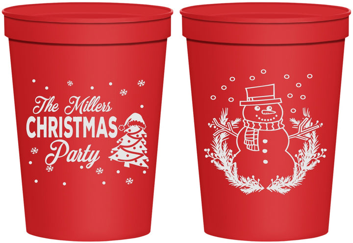 Personalized Christmas 16 oz Stadium Cups - Snowman | 280096