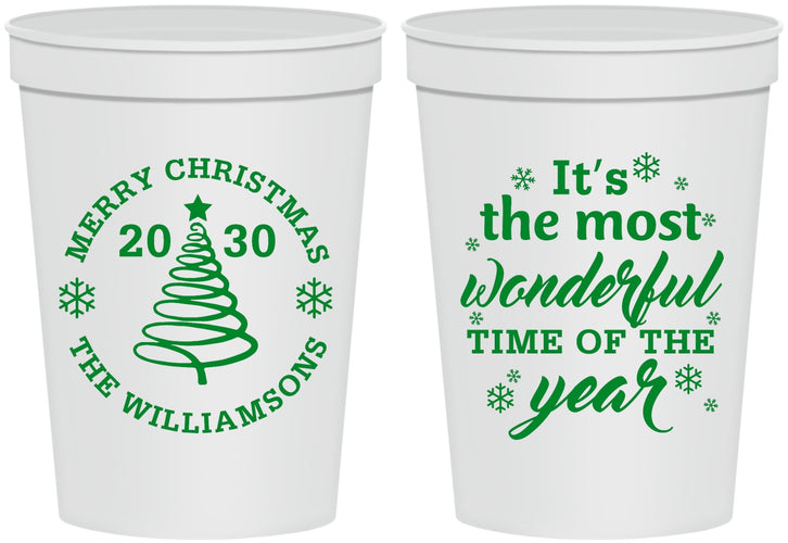 Personalized Christmas 16 oz Stadium Cups - Wonderful Time For A Beer | 280099