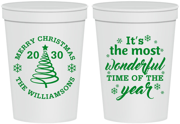 Personalized Christmas 16 oz Stadium Cups - Wonderful Time For A Beer | 280099