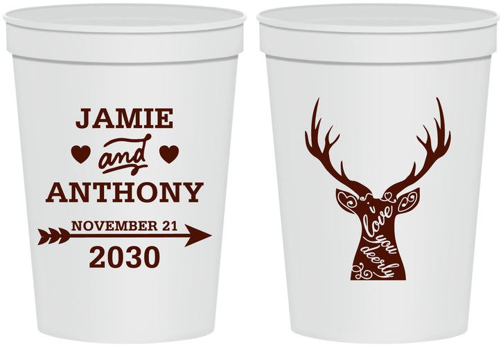 Personalized Wedding 16 oz Stadium Cups - Deer | 282