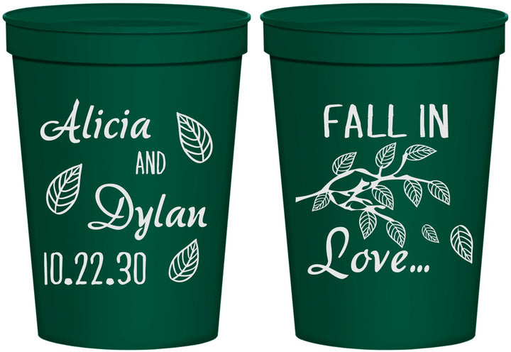 Personalized Wedding 16 oz Stadium Cups - Fall In Love | 283