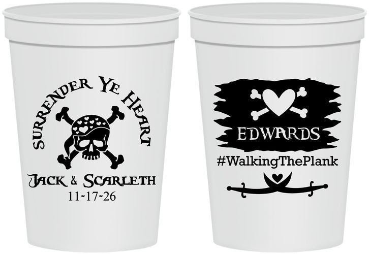 Personalized Wedding 16 oz Stadium Cups - Pirate | 286