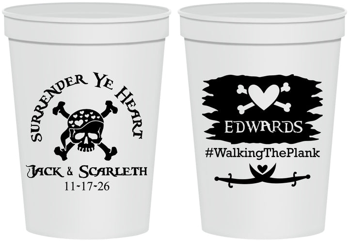 Personalized Wedding 16 oz Stadium Cups - Pirate | 286