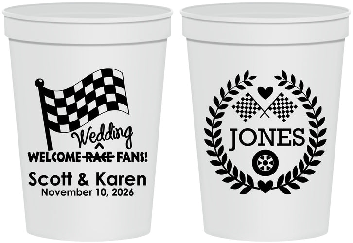 Personalized Wedding 16 oz Stadium Cups - Racing | 289
