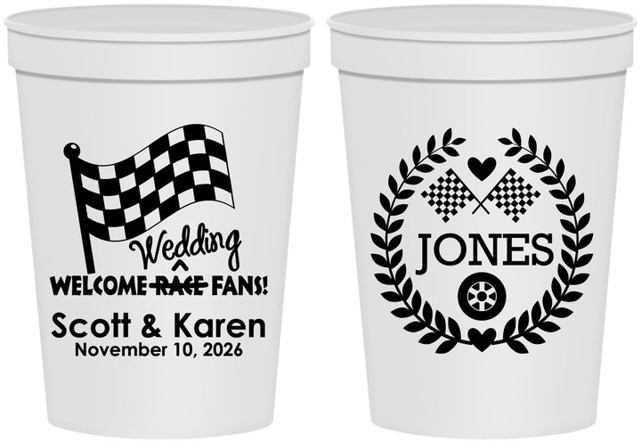 Personalized Wedding 16 oz Stadium Cups - Racing | 289