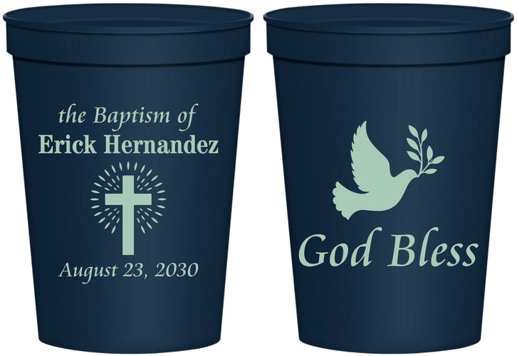 Personalized Baptism 16 oz Stadium Cups - God Bless | 290005