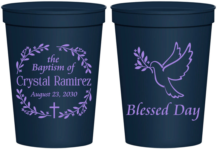 Personalized Baptism 16 oz Stadium Cups - Blessed Day | 290006