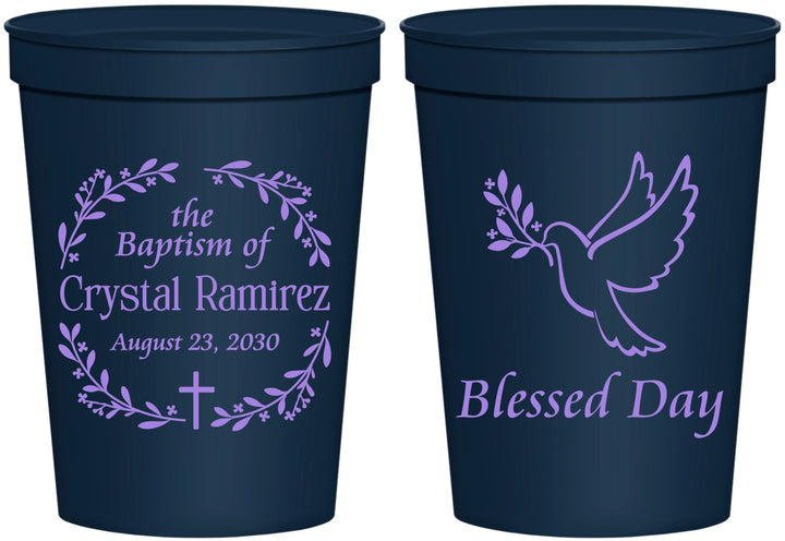 Personalized Baptism 16 oz Stadium Cups - Blessed Day | 290006