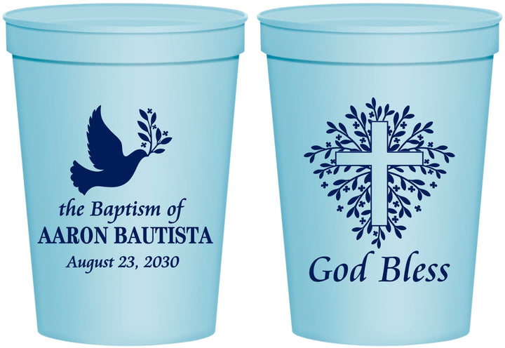 Personalized Baptism 16 oz Stadium Cups - God Bless | 290007