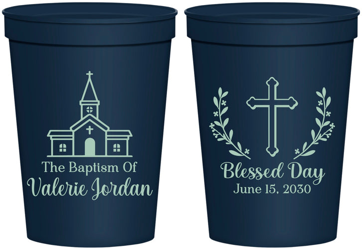Personalized Baptism 16 oz Stadium Cups - Blessed Day | 290009