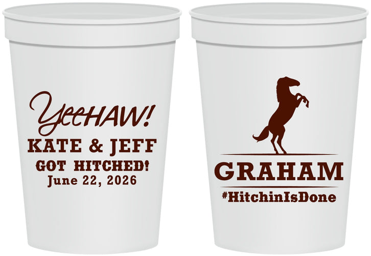Personalized Wedding 16 oz Stadium Cups - Got Hitched | 296