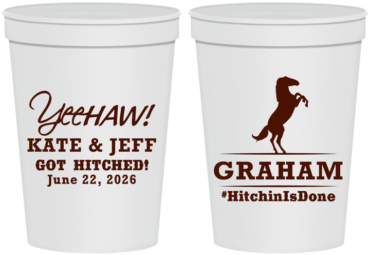 Personalized Wedding 16 oz Stadium Cups - Got Hitched | 296
