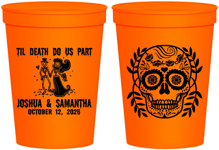 Personalized Wedding 16 oz Stadium Cups - Til Death Do Us Part | 297