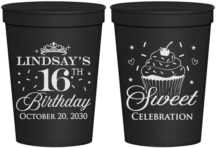 Personalized 16th Birthday 16 oz Stadium Cups - Cupcake | 300000
