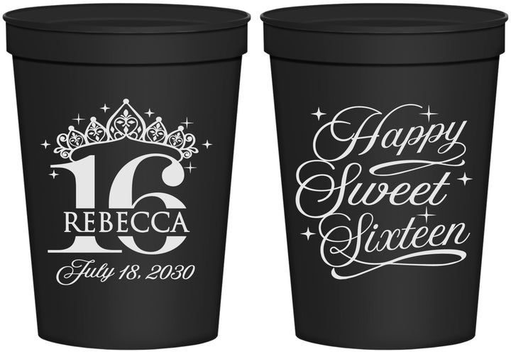Personalized 16th Birthday 16 oz Stadium Cups - Tiara | 300008