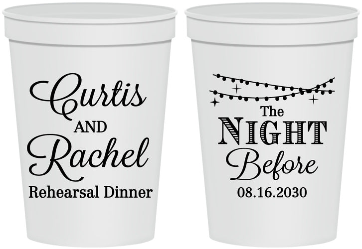 Personalized Rehearsal Dinner 16 oz Stadium Cups - The Night Before | 30006
