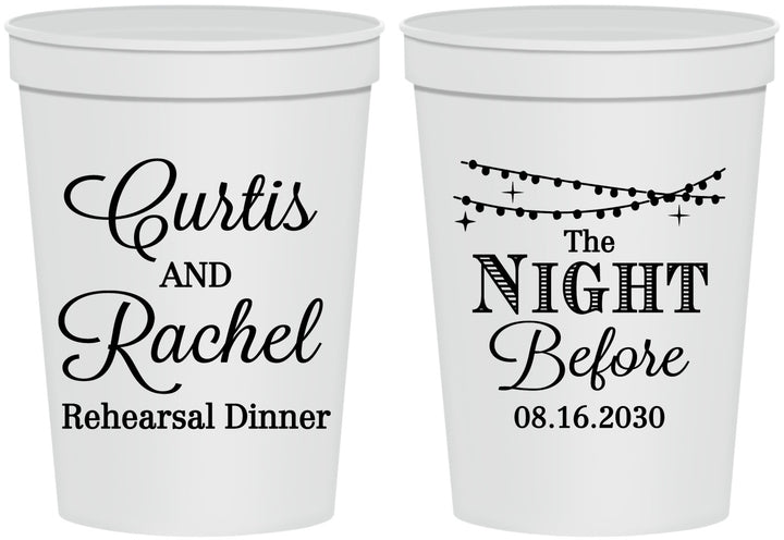 Personalized Rehearsal Dinner 16 oz Stadium Cups - The Night Before | 30006