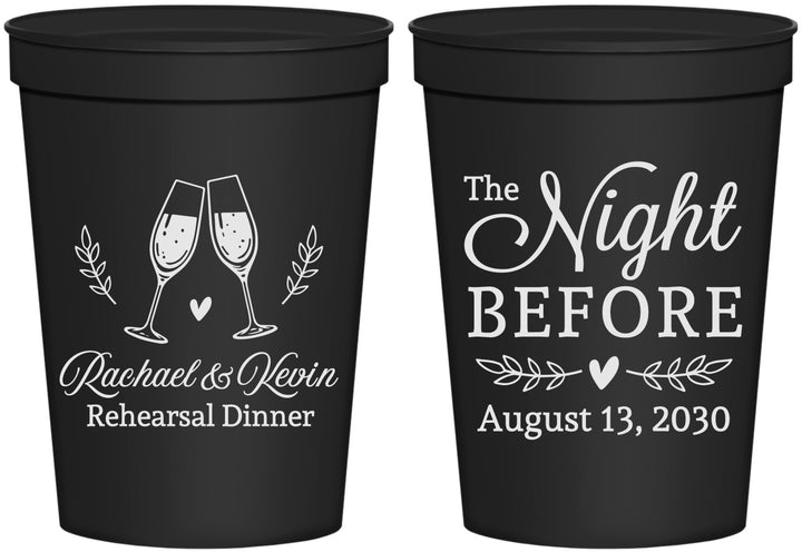 Personalized Rehearsal Dinner 16 oz Stadium Cups - The Night Before | 30008