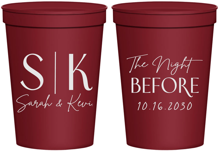 Personalized Rehearsal Dinner 16 oz Stadium Cups - The Night Before | 30009