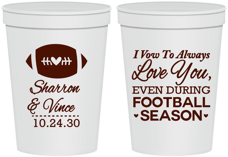 Personalized Wedding 16 oz Stadium Cups - Football | 302