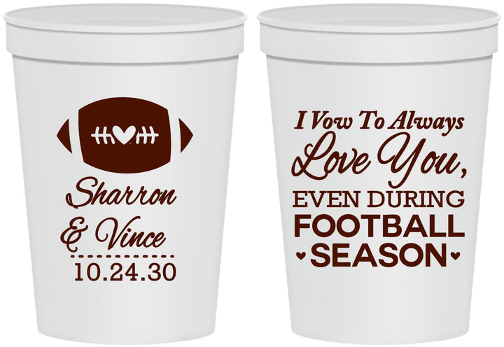 Personalized Wedding 16 oz Stadium Cups - Football | 302