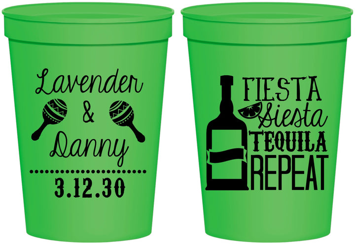 Personalized Wedding 16 oz Stadium Cups - Fiesta Siesta Tequila Repeat | 306